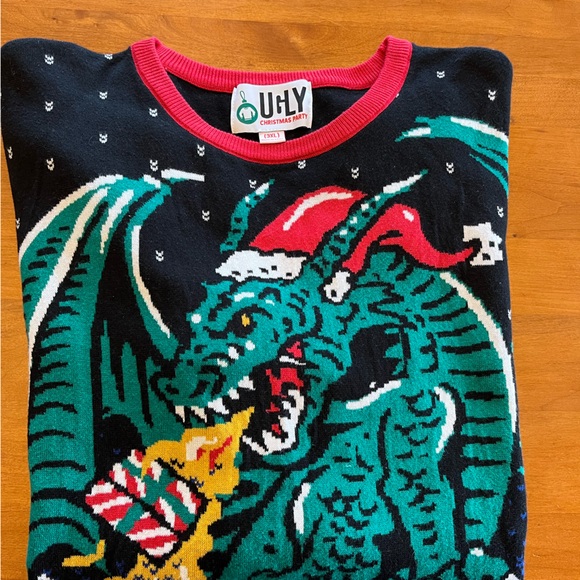 Ugly Christmas Dragon Sweater Size 3 XL - Picture 5 of 8